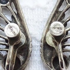 C1950s Sterling Silver Screw Back Earrings Ear Climber FAN WINGS 1 1/8” Signed
