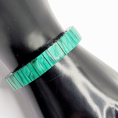 Malachite Stone Green Veneer Panel Stainless Steel Expanding Vintage Bracelet