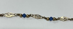 Vintage Gold And Blue Beaded Necklace 14/20 GF Lobster Clasp Estate Find 23 Inch