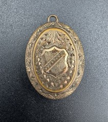 Antique Victorian Enamel Photo Locket Monogram Shield Pendant