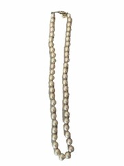 Vintage Jewelry Necklace String of Man-Made Pearls 18″ Gold Clasp with Letter”D”