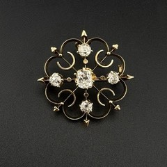 1860’s ROSE CUT DIAMOND PIN/ PENDANT – 1CTW – 14K YELLOW GOLD – VS1 G-H