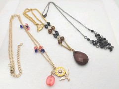Set Of 3 Vintage To Now Bead Necklace Chain Charm Pedant.