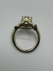 VINTAGE RING BROOCH PIN GOLD TONE FAUX PEARL RING