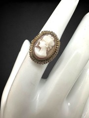 Vintage Italian Cameo 800 Silver Jewelry Set in Box Ring Necklace Earrings
