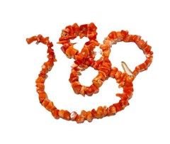 Vintage Coral Nugget Necklace Strand Salmon Goldtone 20” Long Boho chic