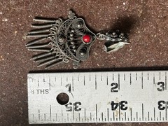 Antique Southwest Silver Earrings Clip On Red Coral