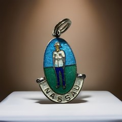 Vintage Sterling Silver Nassau Bahamas Enamel Travel Souvenir Bracelet Charm