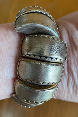 Vintage Statement Goth Rock Brutalist Aluminum Alloy Segmented Cuff Bracelet