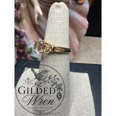 Vintage 14K Gold Aquamarine & Diamond Ring | Size 5.75 | Estate Fine Jewelry