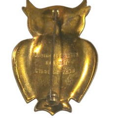 David Andersen Norway Gold/Sterling Silver Purple Guilloche Enamel Brooch OWL