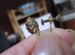 Antique Pink Earrings Screwback Prong Set Stones approx. 1/2 inch diameter