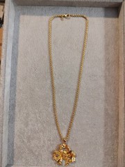 Vintage Burberrys Chain with Vintage Burberrys Ribbon with Flowers Bow Pendent