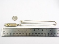 Egyptian Sterling Silver Cartouche Pendant Necklace 925 9.3g 20.25 Inches Chain