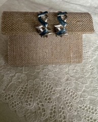 Vintage Silver Tone Blue Clip On Earrings Jewelry JMS-20