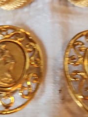 2 Pairs Vintage Gold Chunky Mid Century Clip Earrings #120