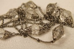 VCLM Filigree Crystal Station Necklace – Dark Silver Tone Chain