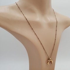 VTG 925 Vermeil Crescent Horn Pendant Necklace 22in Sterling Silver Bead Chain