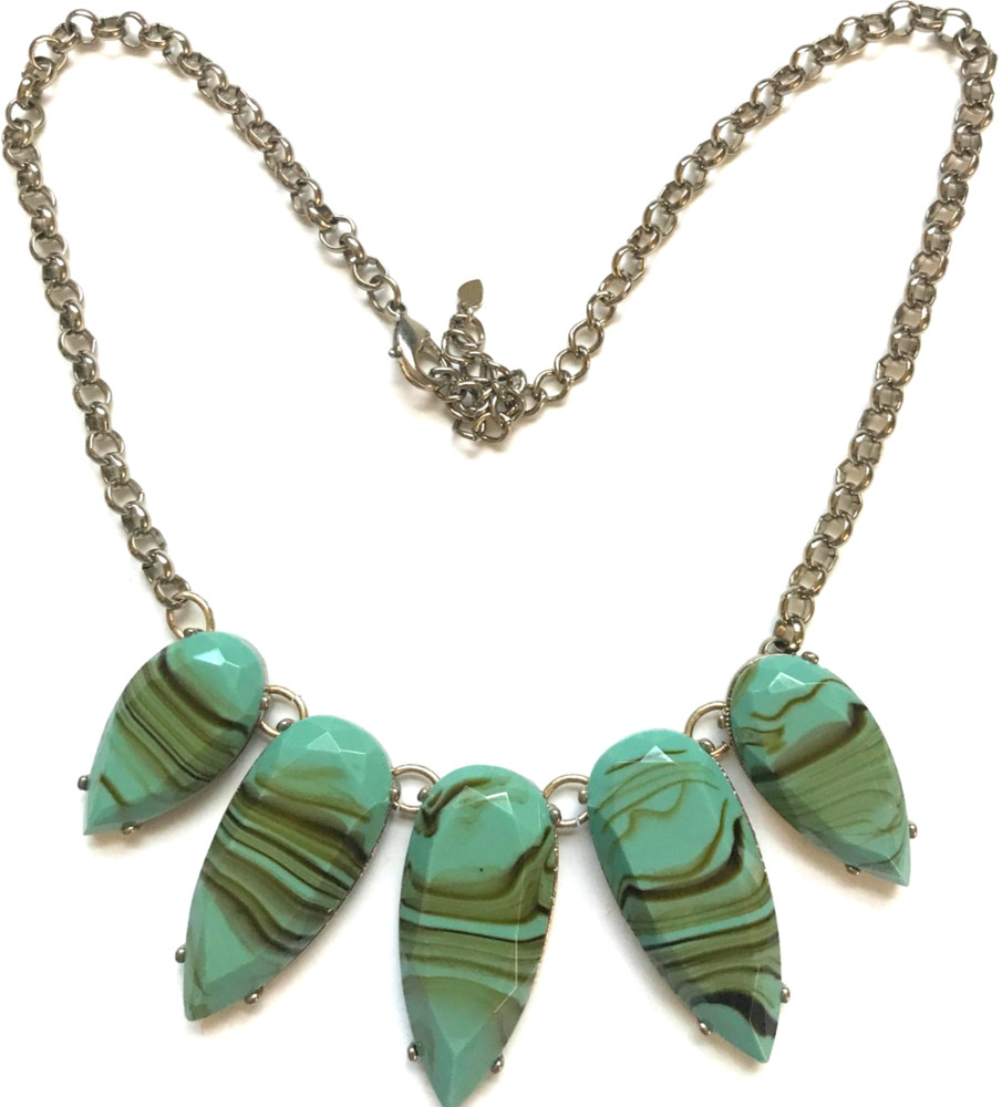 RETRO SOUTHWESTERN STYLE NECKLACE with GREEN LINKS