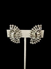TRIFARI Crystal Baguette Rhinestones Rhodium Married Alfred Philippe Crown w/Box