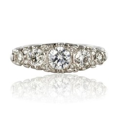Art Deco Vintage Style Lab Created Diamond Engagement 14K White Gold Finish Ring