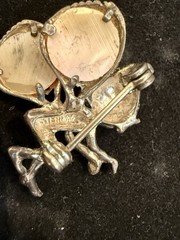 Vintage Set of 2 Fairy Elf Pixie Imp Sterling Brooch Pin Abalone Wings