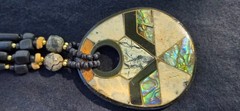 Horn Bone Shell Mother of Pearl Jet Abalone African Tribal Style 24″ L Necklace