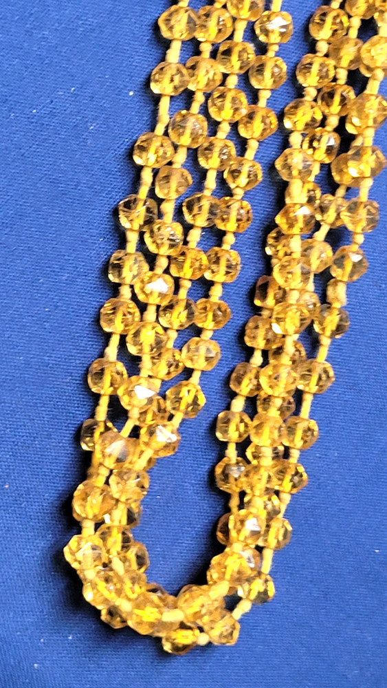 Art Deco Faceted Citrin Bead 2mm each Necklace 58” Hand Knotted