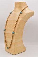 Accessocraft NYC Vintage Station Chain Necklace Turquoise Beaded Signed BinBE