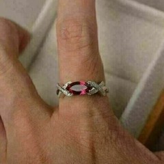 3Ct Art Deco Style Lab-Created Diamond & Ruby Anniversary 14K White Gold FN Ring