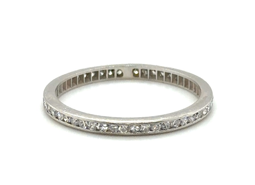 Art Deco Mined Eternity Band Diamond Original 1930s Platinum Ring Size 7.25