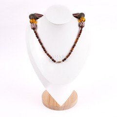 Amber With Red Chevron Beaded Necklace, Moroccan Berber, Artisan Tribal Jewelry,