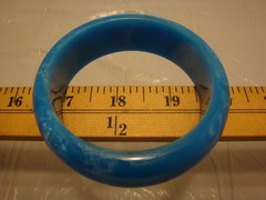 Restored Vintage 7/8″ Bakelite Bracelet! Marbled Bright Sky Blue/White Colors!