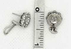 Judith Ripka 925 Sterling Flower CZ Cluster Round Earrings JR case bag Pierced