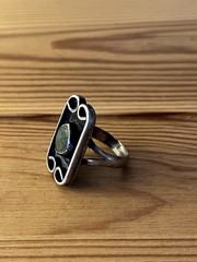 Handmade Sterling Silver Ring (not Stamped) with Green Turqouise Stone