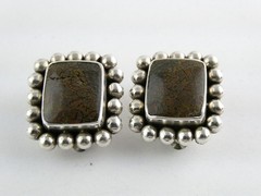 Stephen Dweck Sterling Silver Dinosaur Bone Clip on Earrings 25.3g .75 In AS IS