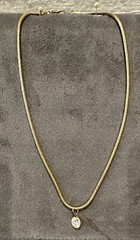 Vintage Gold Tone Necklace 15.5″ with Round 1/4″ Simulated Diamond