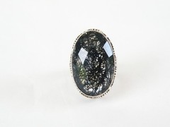 Heavy Sterling Silver 925 Rutilated Quartz Chunky Statement Ring Size 7