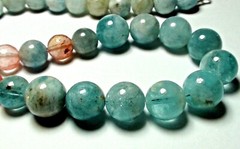 390.80ct 100% NATURAL ROUND AQUAMARINE,CHERRY QUARTZ 925 SILVER CLASP NECKLACE.