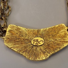 VTG Jackie Collins Two Tone Panther Link Necklace + Pave Rhinestone Ring 80s