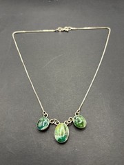 Vintage 15″ Sterling Silver Green Turquoise Necklace 925 6 Grams G3
