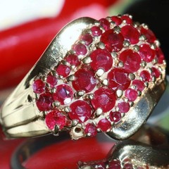 10k yellow gold ring 1.40ct natural, treated ruby size 8 vintage 4.27gr N3724