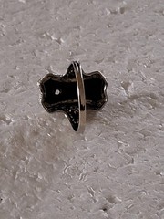 1920s Art Deco Solid 14K White Gold Filigree, Onyx Inlay & Diamond Ring 7.25