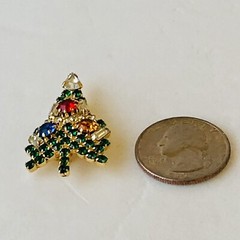 EISENBERG ICE Vintage Christmas Tree Brooch Small Multi-Color Rhinestones Signed
