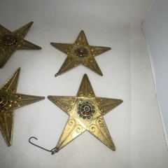 Nepal Gold Brass Tone Star Coral Turquoise Handmade Amulet Pendent, Ornament 4″