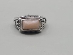 Vtg Pink Agate Sterling Silver 925 Size 6 Ross Simons Scrollwork Ring 6 Grams