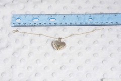 Vintage 7″ 925 Italian ISC sterling silver bracelet w/large puffed heart — A