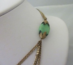 Antique Vintage 1920s EGYPTIAN REVIVAL NECKLACE art deco green czech glass