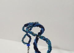 Vintage Czech Republic Choker Necklace Blue Beads Infinity 90s Y2K