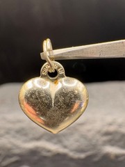 Vintage Sterling Silver Signed 0.5” Estate Puffy Heart Pendant Charm 925
